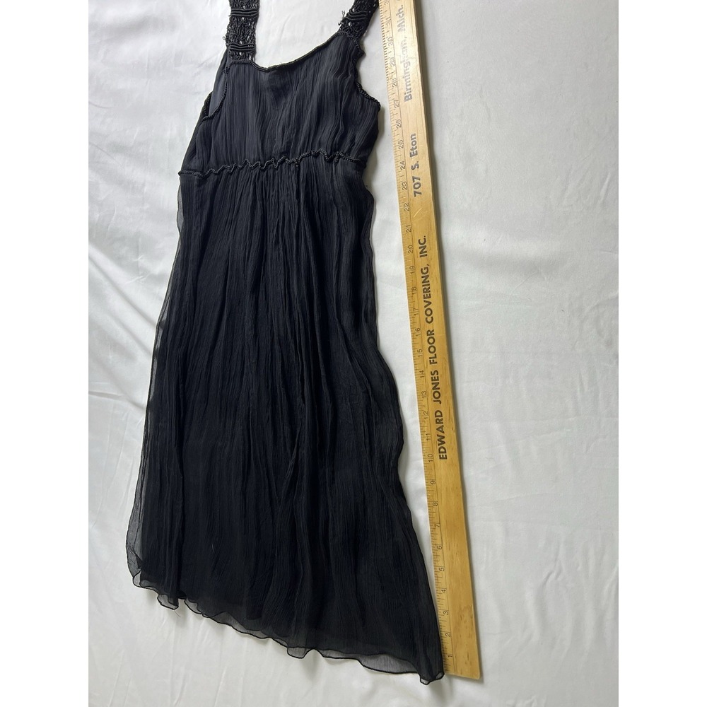 Max Studio Black 100% Silk Beaded Strap Sleeveless Shift Dress Women’s XS/S - Picture 6 of 11